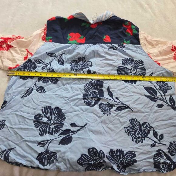 Plus 3X Maeve x Anthropologie Paz contrast button down shirt blouse red blue 4 - Picture 7 of 10